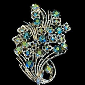 Green Blue and Yellow Aurora Borealis Brooch Pin 2.5”